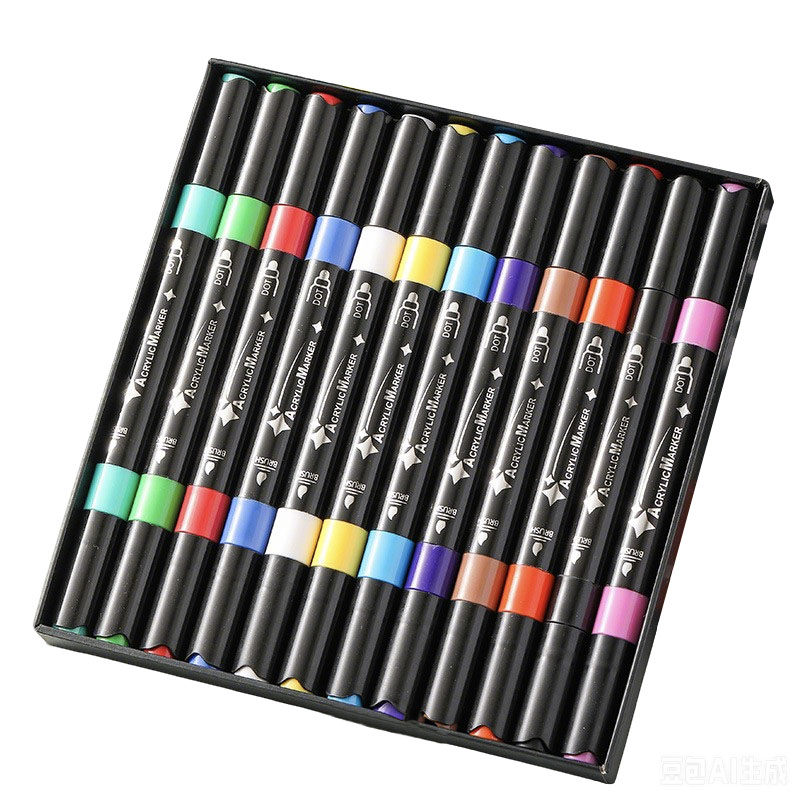 Set de marqueur acrylique à base d'eau 12 couleurs à double pointe