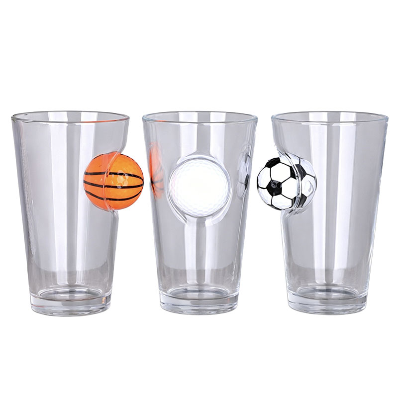 Bola de deportes incrustado cerveza cristal