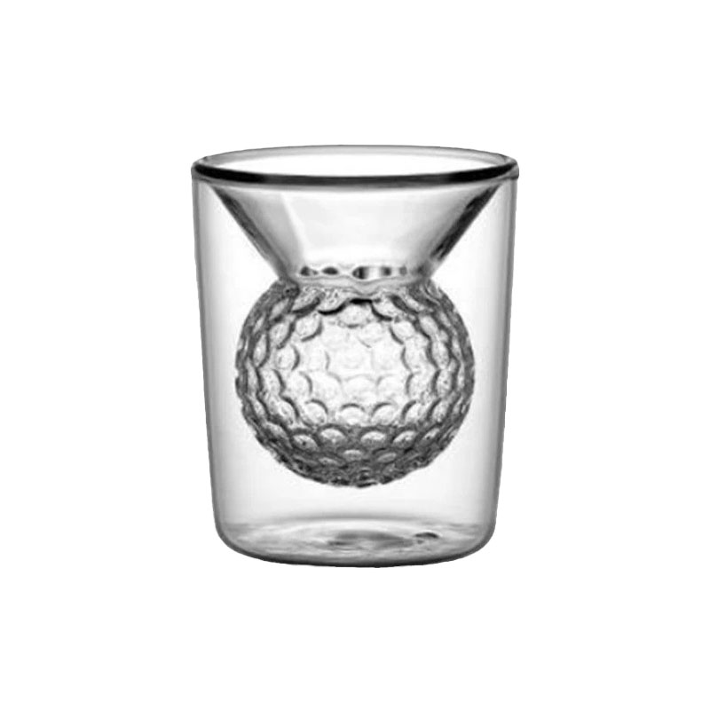 Golf Ball Double Wall Glass Cup