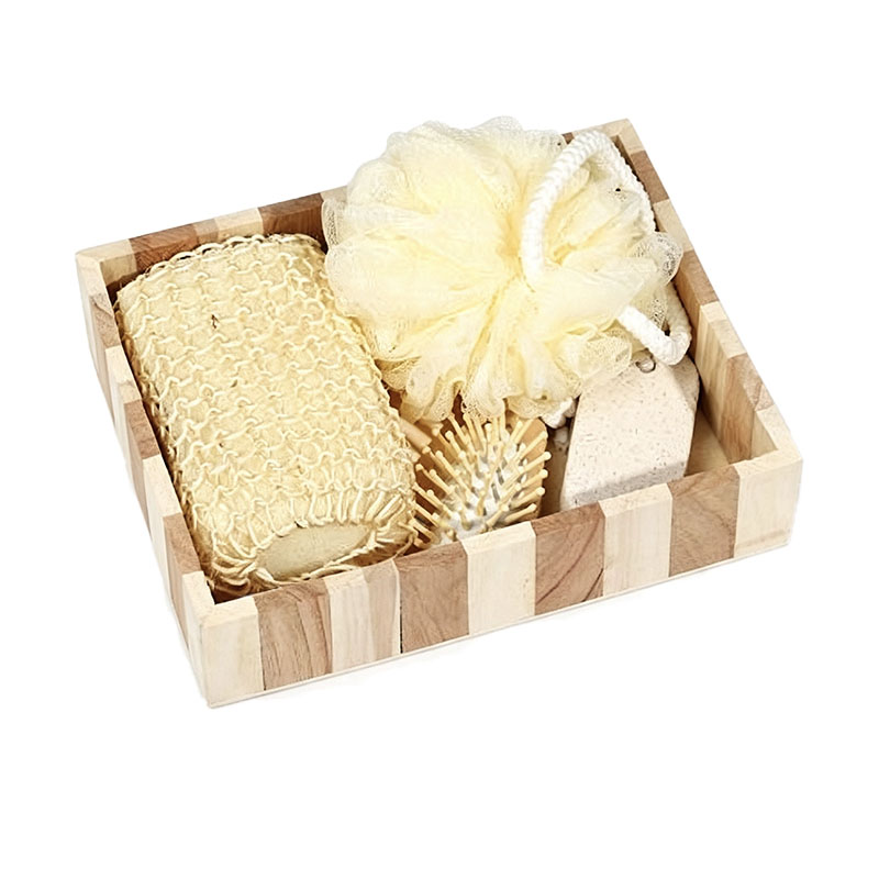 Cuadrado madera bandeja básica ducha accesorio conjunto