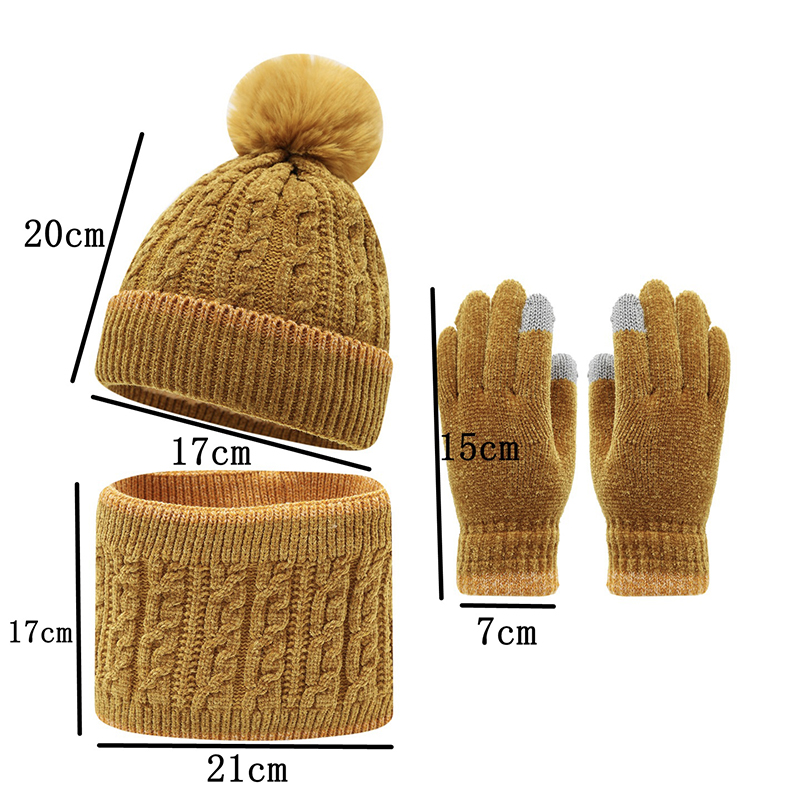 Écharpe de chapeau pour enfants et gant 3 pièces