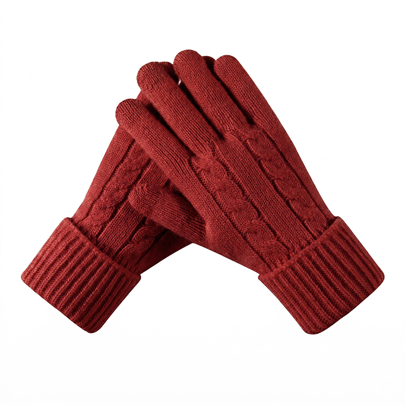 Guantes de tejido de punto rojo