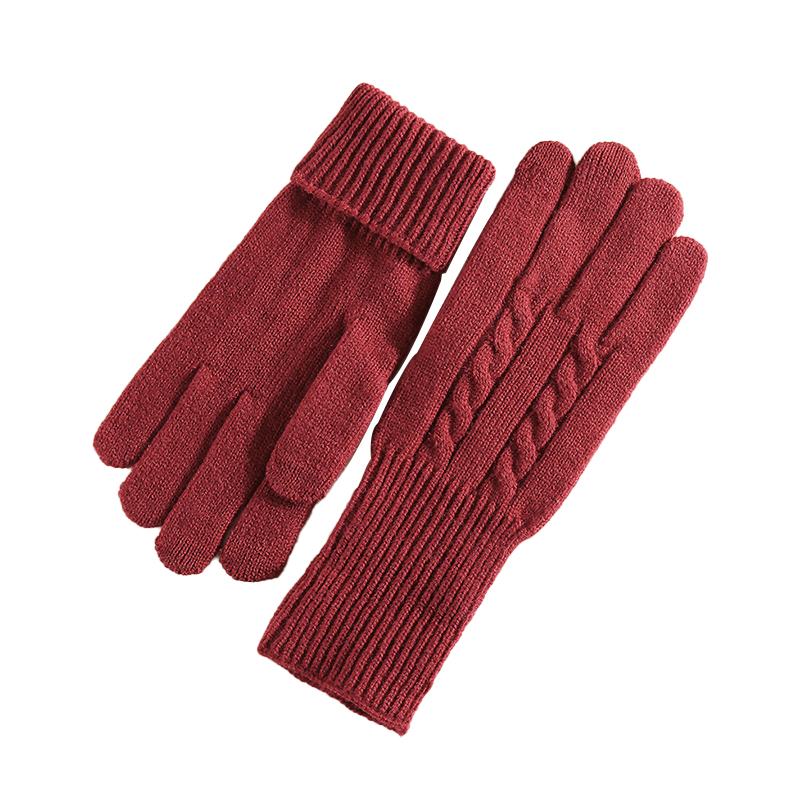 Guantes de tejido de punto rojo view 2
