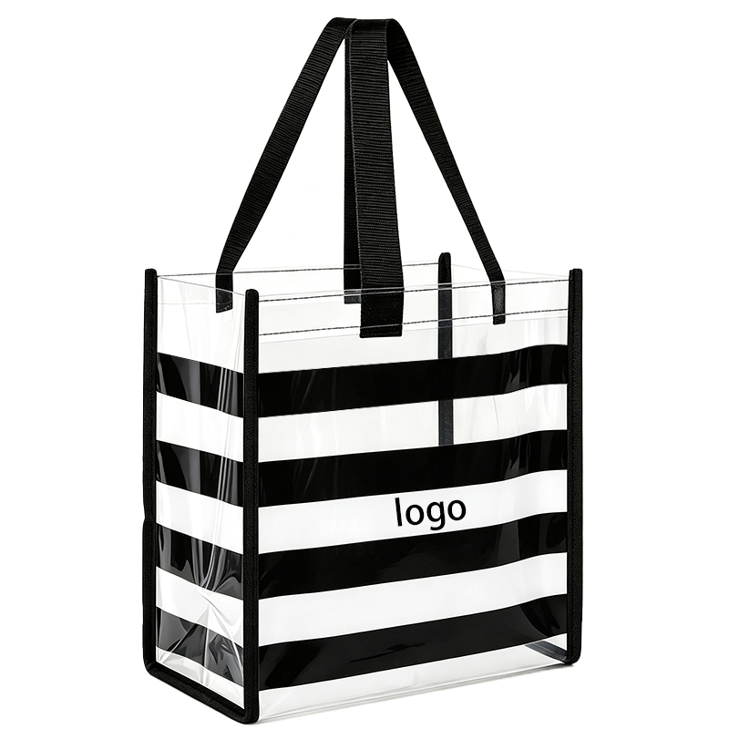 Claro pvc rayado bolsa de tote