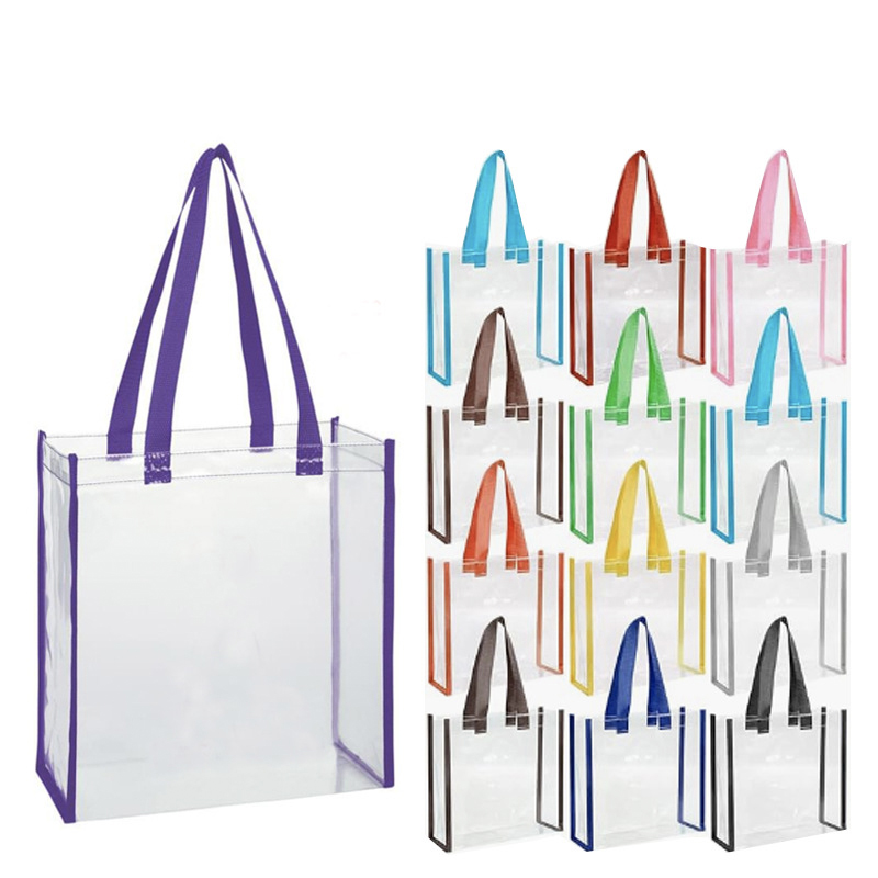 Claro pvc rayado bolsa de tote view 2