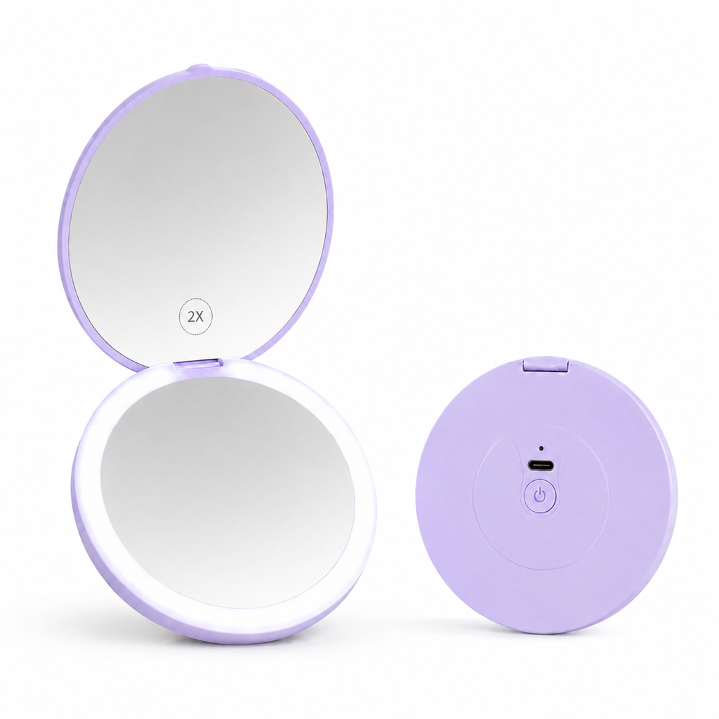 Led léger miroir de maquillage avec un design pliable