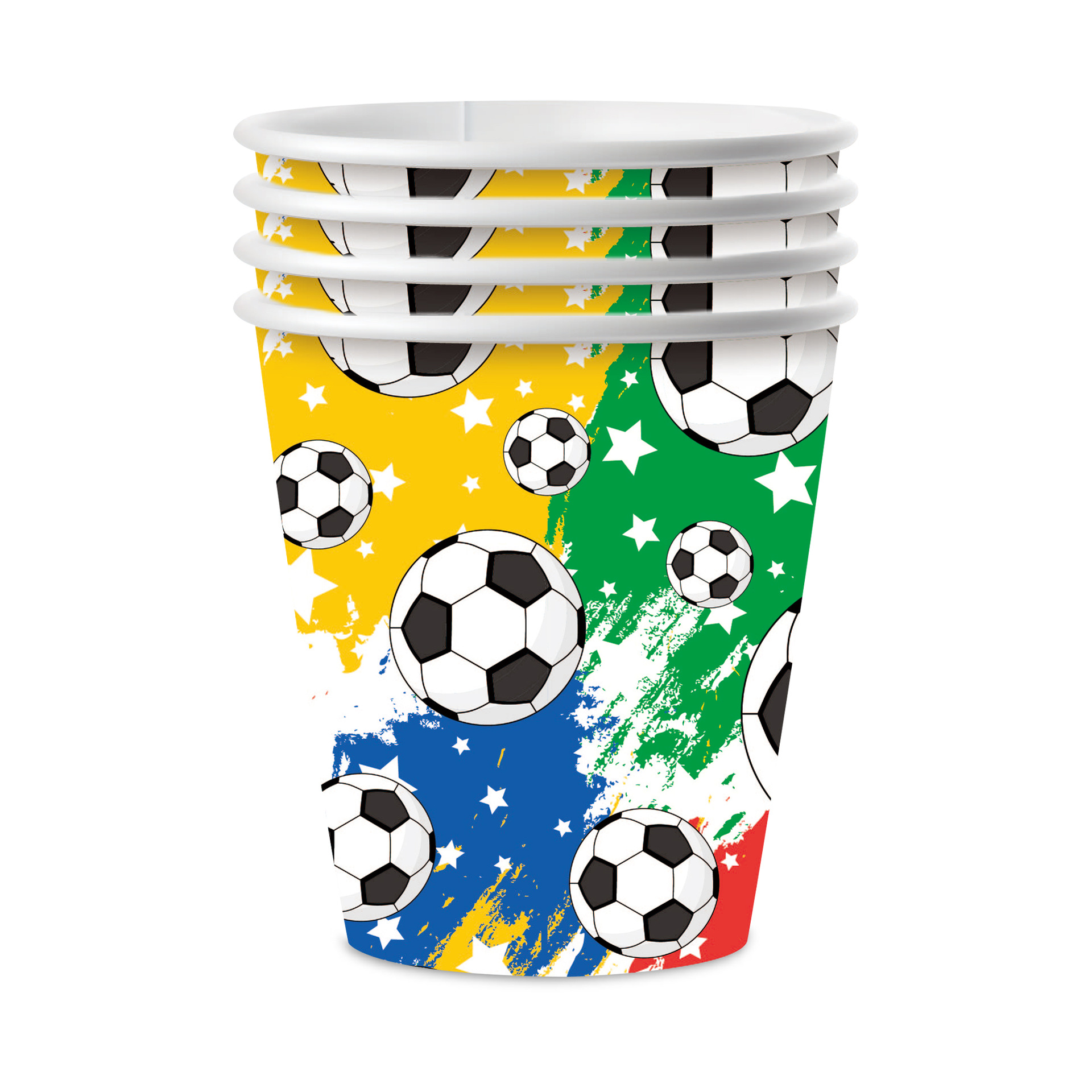 Jeu de tasses en papier jetables thème soccer