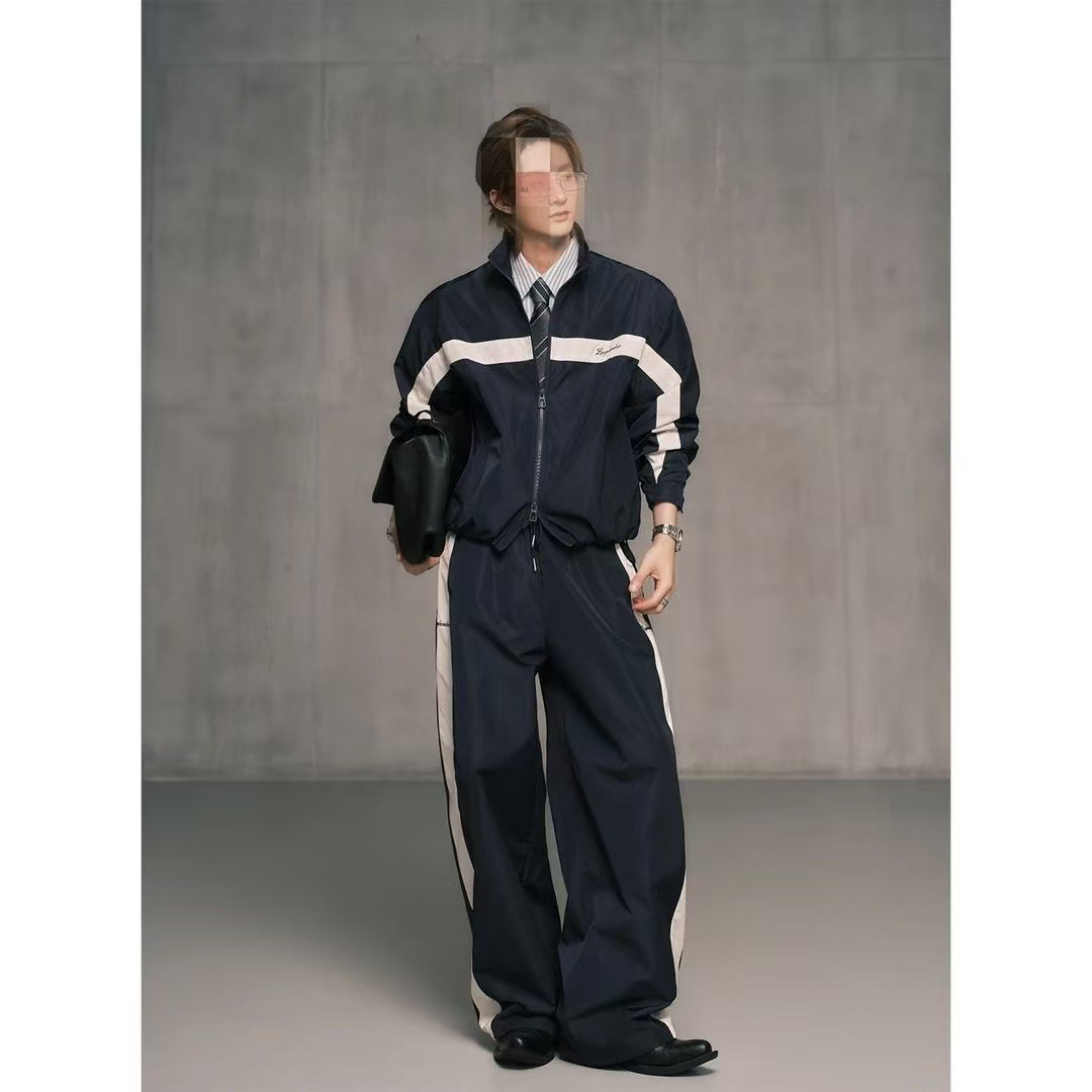 Color-block Track Jacket & Loose Pants