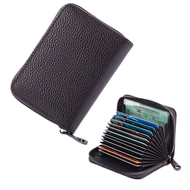 Rfid-blocking Pebbled Pu Leather Zip Around Mini Wallet Card Holder Coin Purse view 4