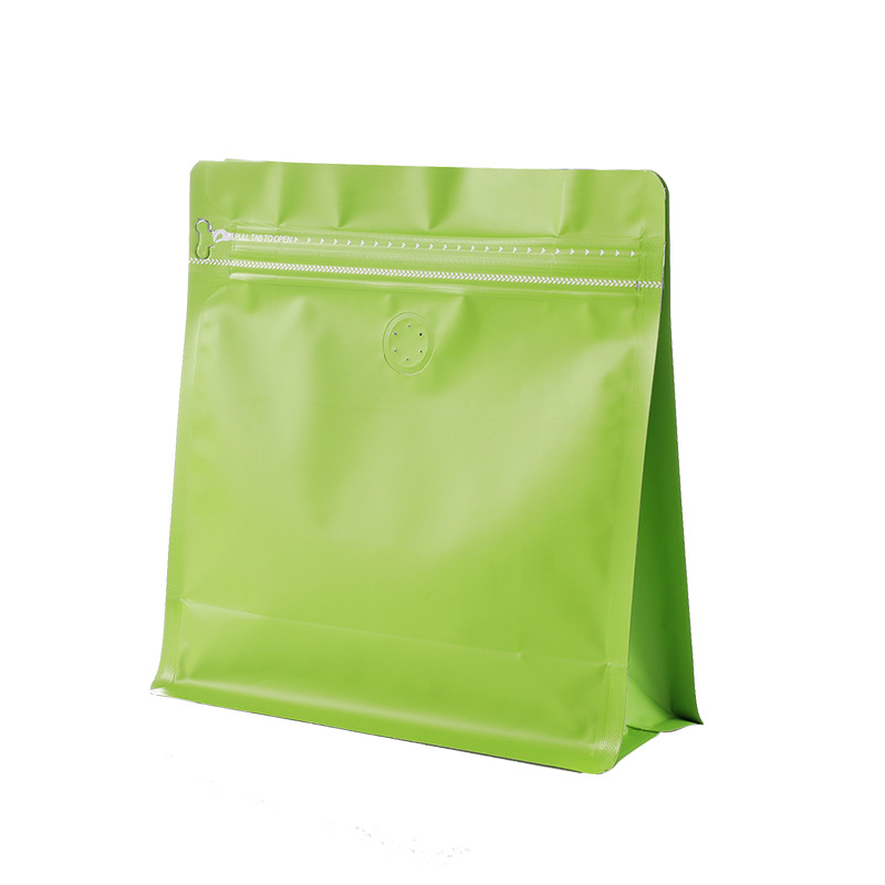 Custom Printed Flat Bottom Coffee Bags With Zipper & One-way Degassing Valve view 2