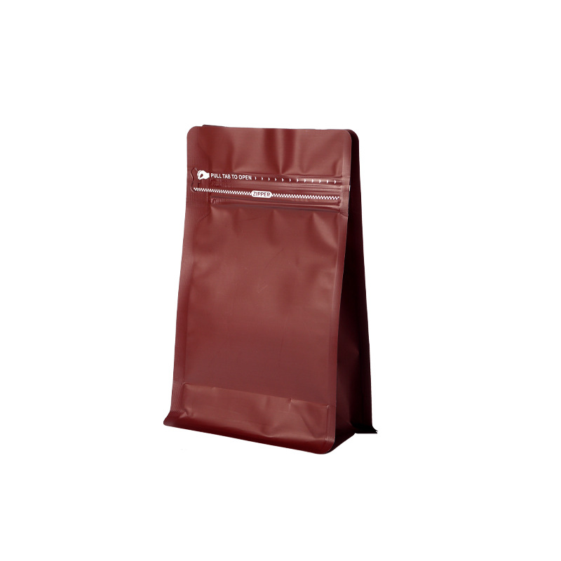 Custom Printed Flat Bottom Coffee Bags With Zipper & One-way Degassing Valve view 3