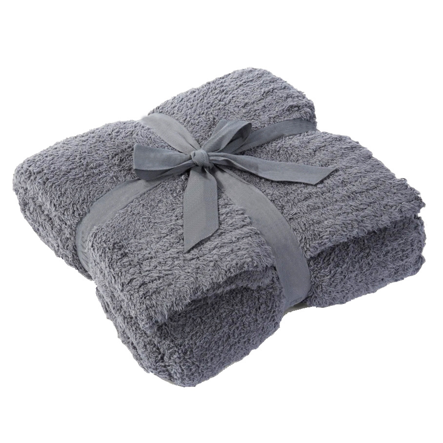 Solid Half Loop Fleece Throw Blanket view 2