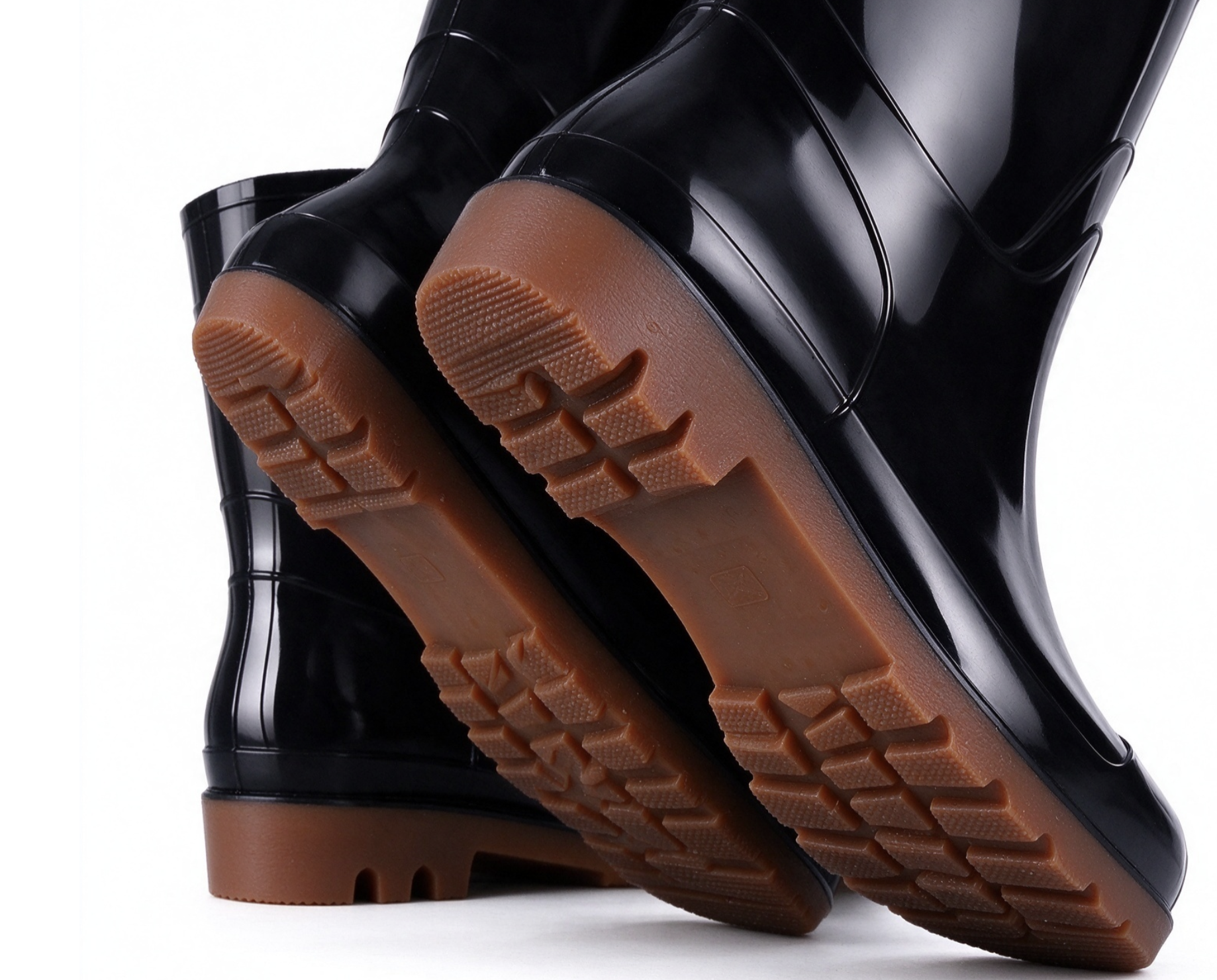 Custom Black Pvc Work Boots For Men view 2