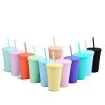 Bourdon mural double 16oz avec couvercle et paille view 2