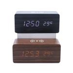 Reloj de carga inalámbrico de madera led view 1