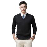 Pull couleur solide col v view 3
