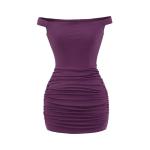Mini robe de bodycon ruche de l'épaule view 4