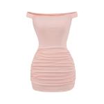 Mini robe de bodycon ruche de l'épaule view 2