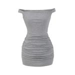 Mini robe de bodycon ruche de l'épaule view 1