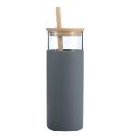 Tumbler de vidrio con tapa de madera y paja view 6