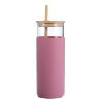Tumbler de vidrio con tapa de madera y paja view 4
