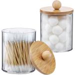 Dispensador de soporte qtip con tapa de bambú view 2