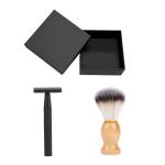 Rasoir de rasage en métal et bois haut de gamme et brosse à barbe view 1