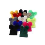 Bonnet en fils acryliques tricotés à double pom-pom view 3
