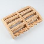 Rouleau masseur de double pied en bois naturel view 1
