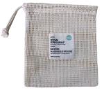 Cordon de serrage en maille de coton avec étiquette tissée cousu sac cosmétique view 1