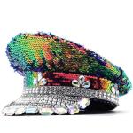 Sequin plat haut marine chapeau view 4