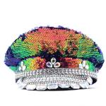 Sequin plat haut marine chapeau view 6