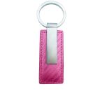 Rectangle porte-clés avec cuir et anneau view 1