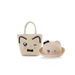Filles sac de paille chapeau ensemble broderie charme view 2