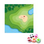Estera impresa de tamaño completo 5 bolas pegajosas adhesivas juego con cordón colgante view 2