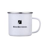 Mug en émail de camping 12oz avec des pointes étincelles pleine taille à l'extérieur view 1