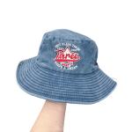 Denim ancho sombrero de cubo con correa view 2