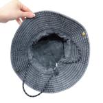 Denim ancho sombrero de cubo con correa view 4