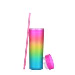 Bouteille en plastique couleur changeante 16oz avec paille view 2