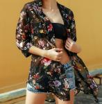 Haut de kimono en mousseline imprimé floral d'été view 3