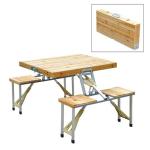 Table et chaise en siamois en bois portable view 1