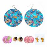 Madera redonda pendientes de forma africana encanto view 1
